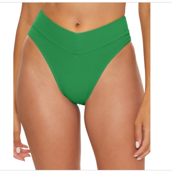 NWT Becca Women's Pucker up High Waist Bikini Bottom - Grass - Picture 1 of 1